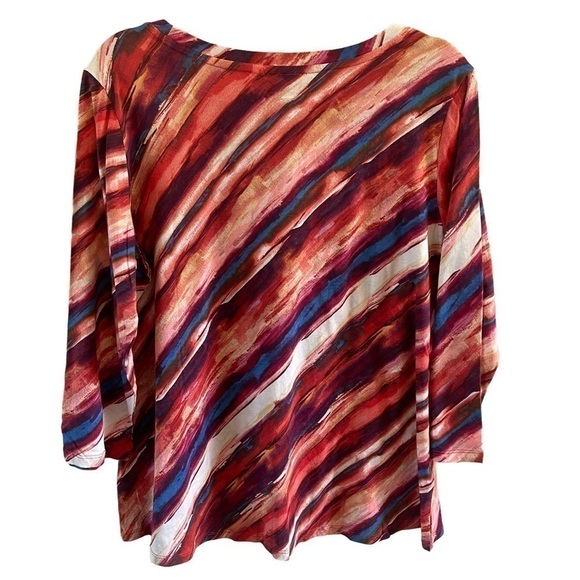 NWOT Logo Lori Goldstein Cotton Slub Top Persian red patch pocket size L - Picture 3 of 11